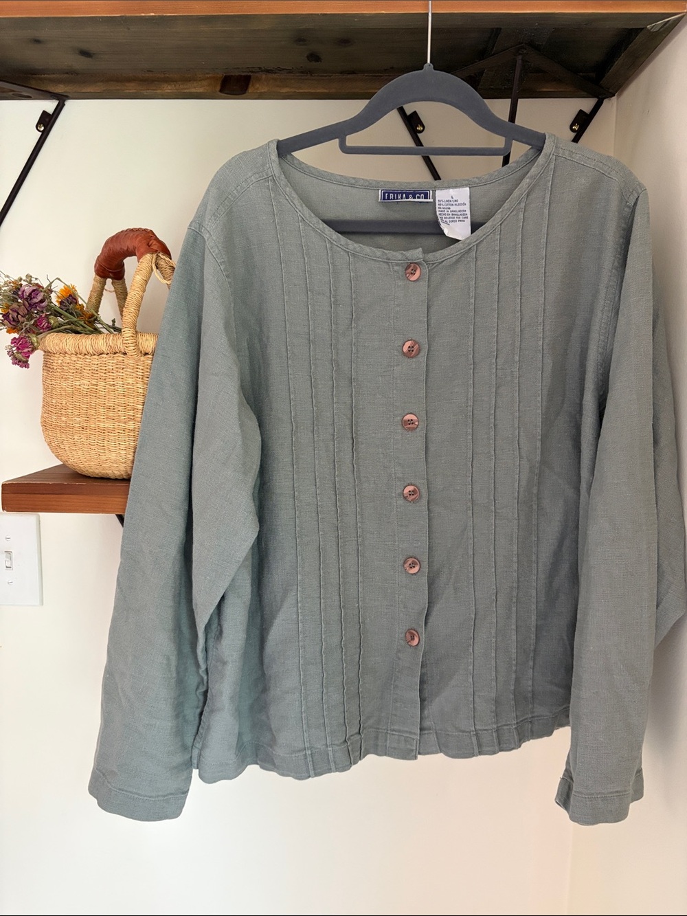 Vintage Erika & CO. Cotton/Linen Blend Top - Picture 2 of 7